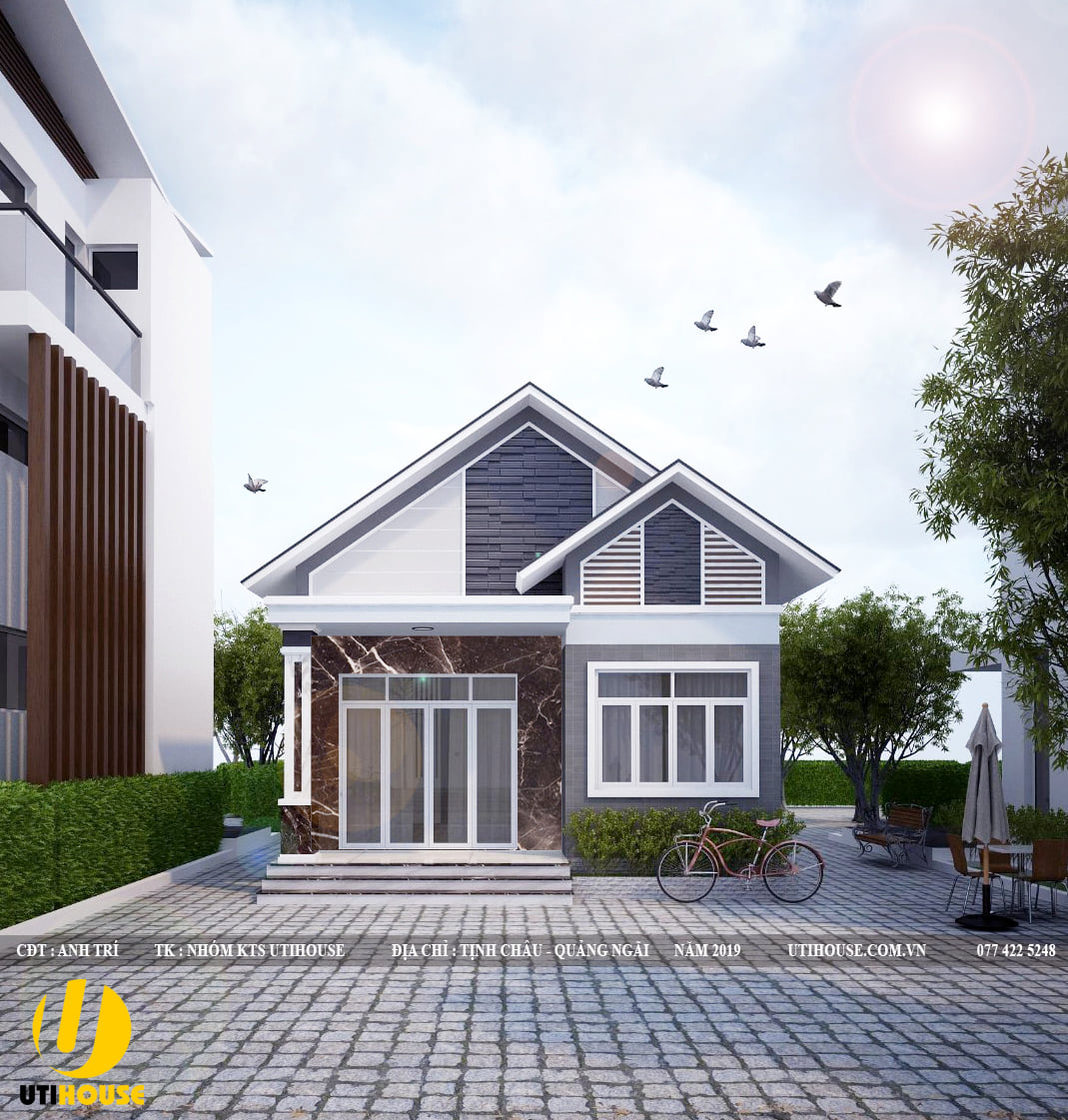 Nhà phố mái thái đi cùng tầng thượng độc đáo