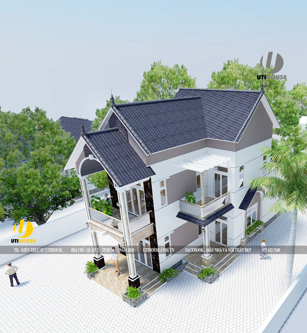 Nhà phố mái thái đi cùng tầng thượng độc đáo