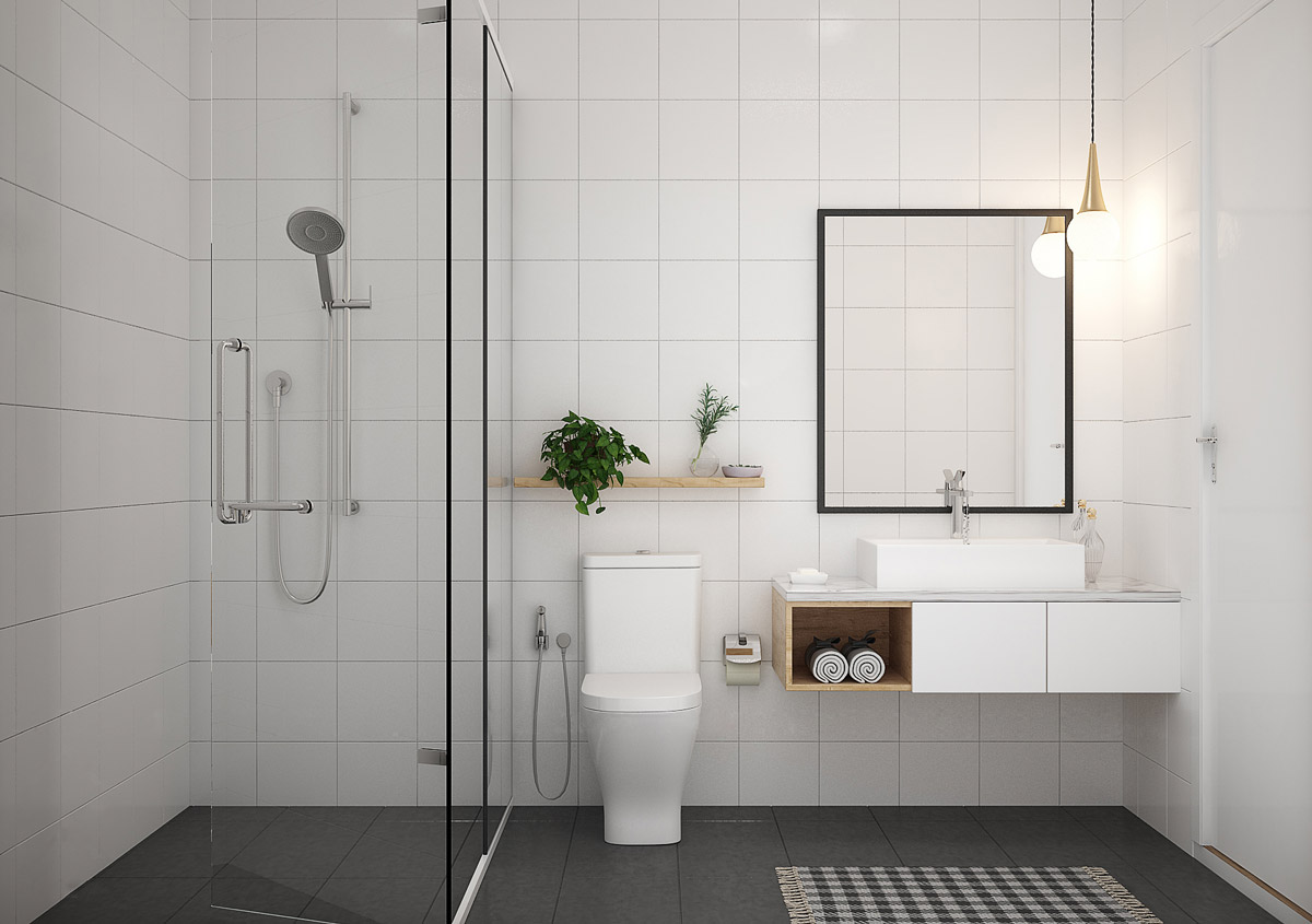 Thiết kế mẫu nhà vệ sinh tối ưu cùng bồn cầu treo tường