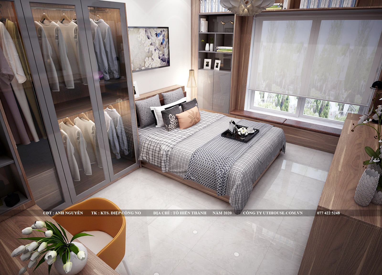 Phòng ngủ cạnh sân vườn tươi mát