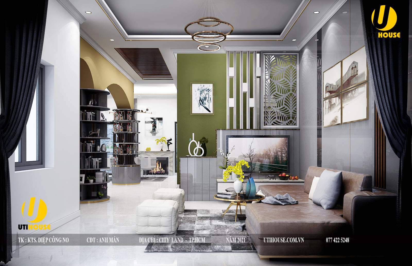 Mẫu thiết kế nội thất chung cư 62m2 tinh tế - sang trọng