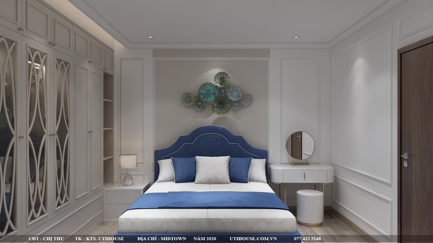 Mẫu thiết kế nội thất căn hộ 65m2 2 phòng ngủ đơn giản