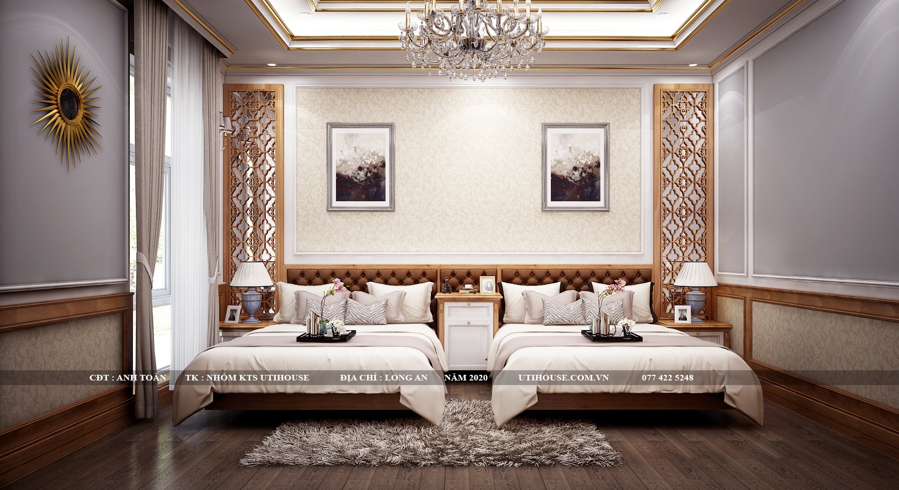 Mẫu thiết kế nội thất căn hộ chung cư 65m2 lộng lẫy