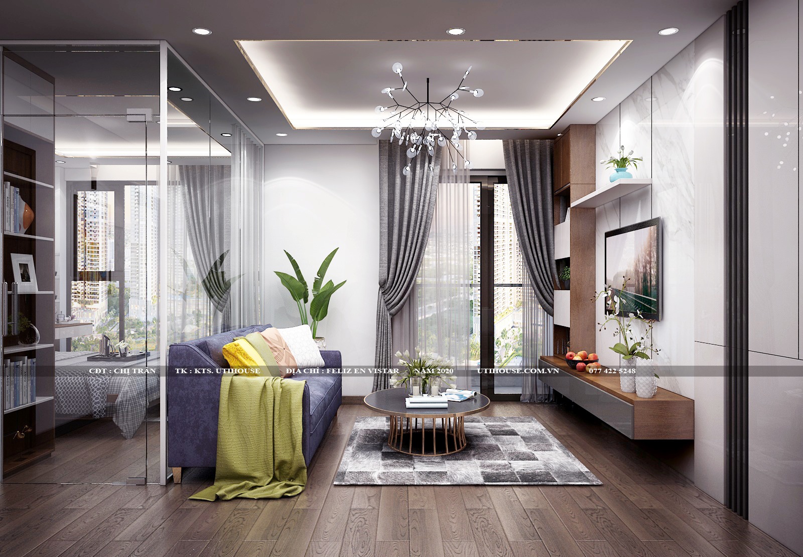 Mẫu phòng khách nhà ống tiện nghi